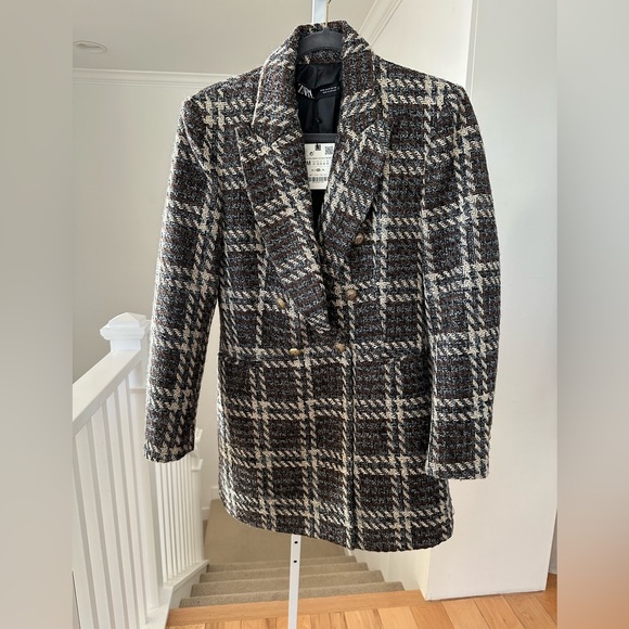 Zara Brown Plaid Coat - Picture 11 of 14